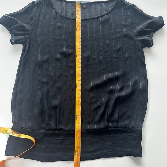 Banana Republic Black Sheer Striped Scoop Neck Short Sleeve Top- XS - Picture 8 of 8